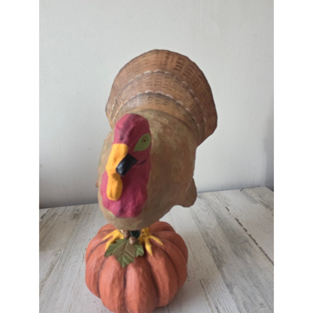 Bethany lowe? Paper mache turkey Thanksgiving pumpkin‎ statue figurine decor